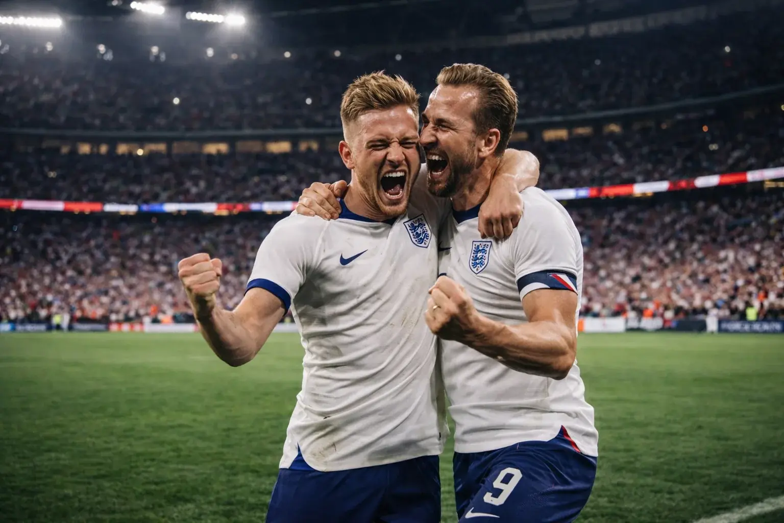 Harry Kane och Jude Bellingham firar ett mål för England