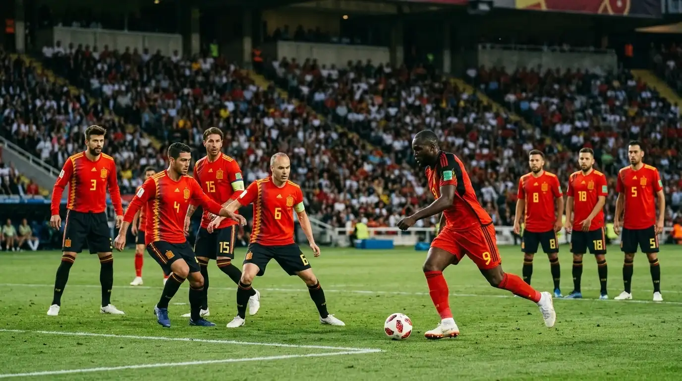 Belgisk anfallare utmanar Spaniens kompakta backlinje i en VM-kvartsfinal